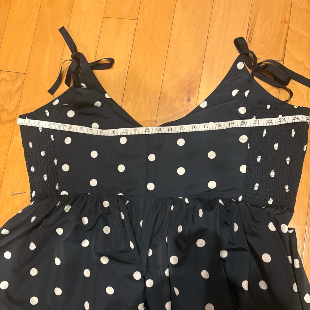 Old Navy 3X Polka Dot Fit & Flare Dress Smocked Stretch Navy White Retro - Picture 8 of 15